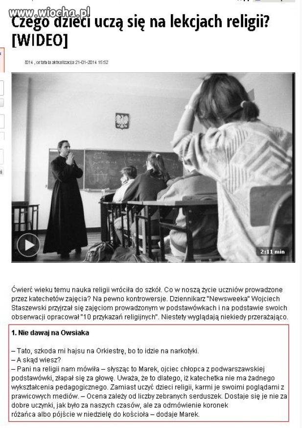 Czego dzieci uczą się na lekcjach religii...