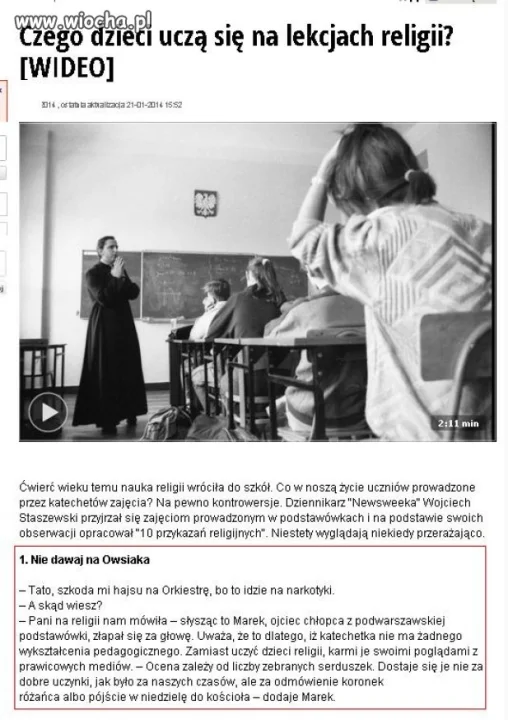 Czego dzieci uczą się na lekcjach religii...