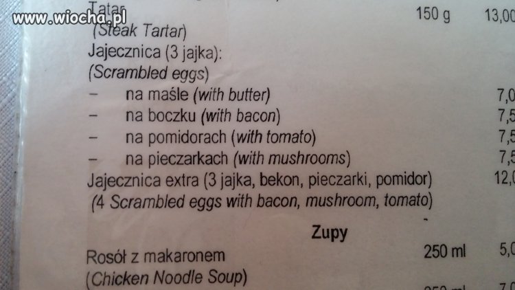 Karta w restauracji