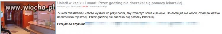 Zmarł naprzeciwko rejestracji