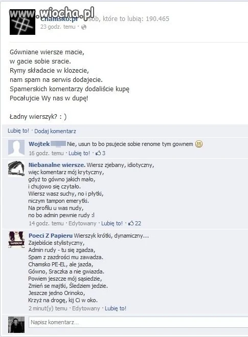 Autor postu chciał być chamski.