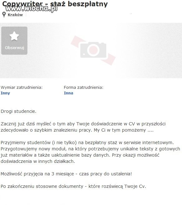 Staż Beszpłatny...