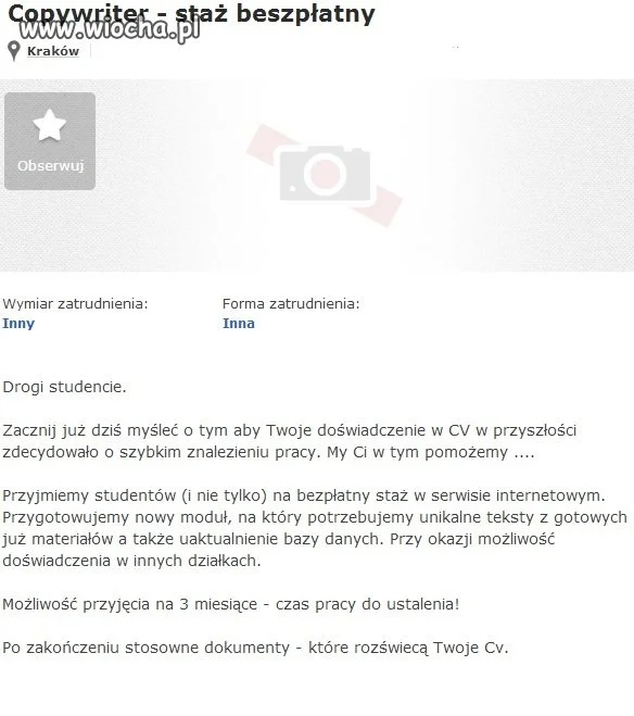 Staż Beszpłatny...