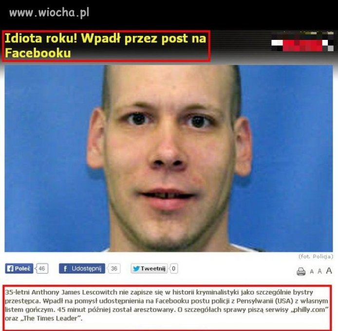 Udostępnił post policji