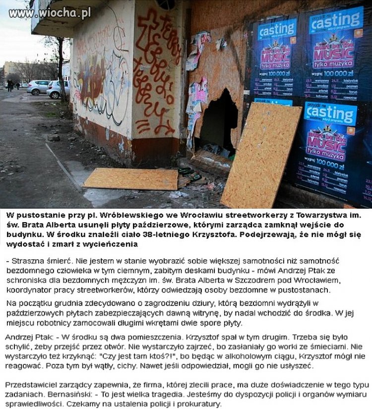 Zabili płytami witryny. Z bezdomnym w środku.