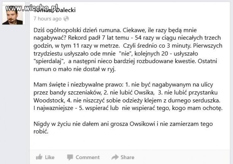 Wpis rzecznika Nowej Prawicy.