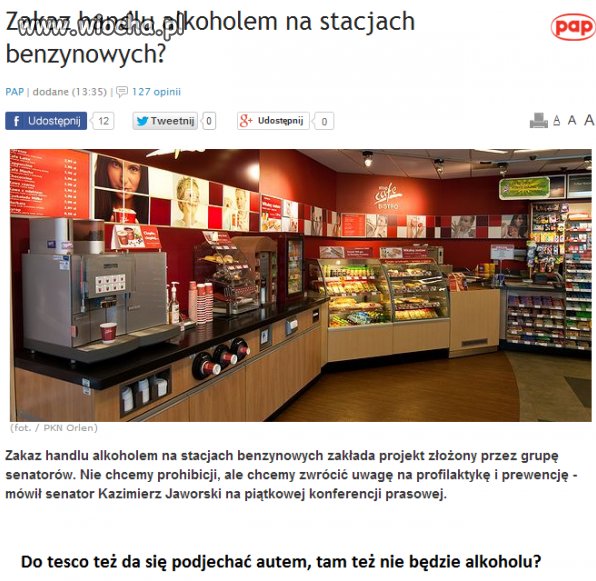 Zakaz handlu alkoholem na stacjach benzynowych