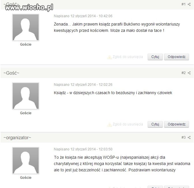 Ksiądz wygania wolontariuszy WOŚPu!