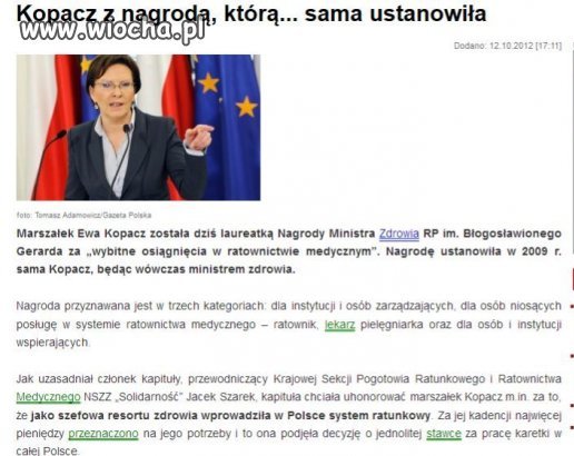 A tam jakaś nagroda ... parę baniek ale za co?