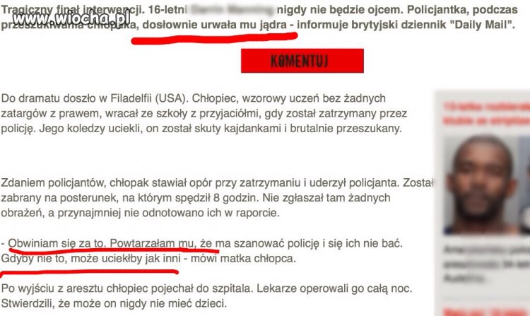 Policjantka urwała chłopakowi jądra 