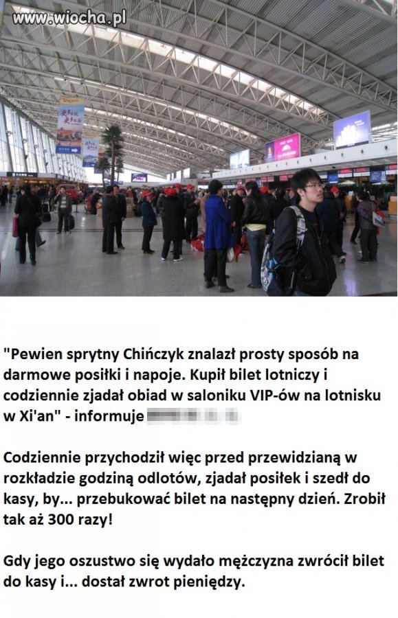 Przez rok żywił się w saloniku VIP-ów. Za darmo!