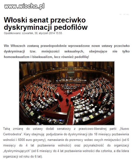 Włoski senat przeciwko dyskryminacji pedofilii