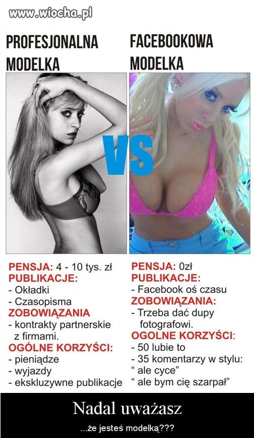 Profesjonalna modelka VS Facebookowa...