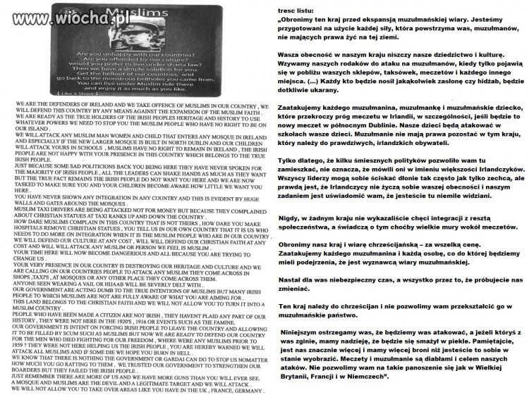 List Irlandczyków do Muzułmanów
