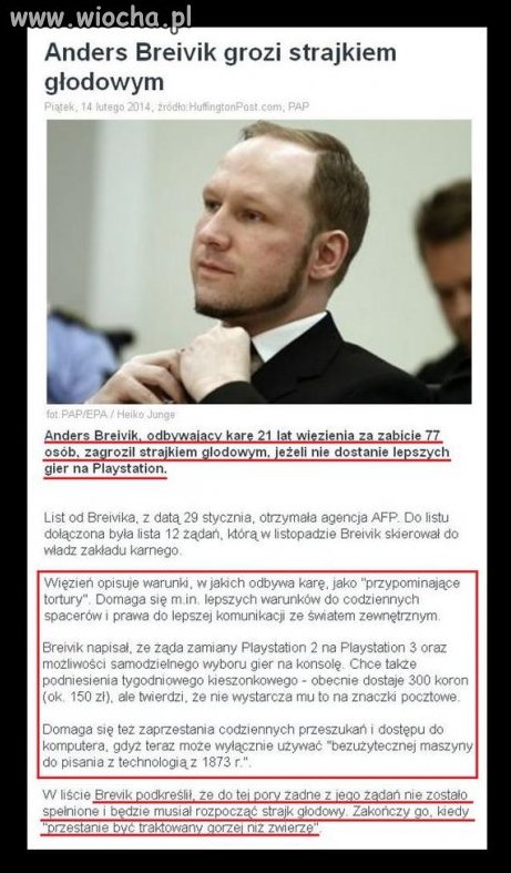 Facet zabił 77 osób, dostaje kieszonkowe 