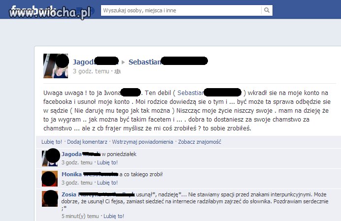 Kara za usunięcie facebook'a