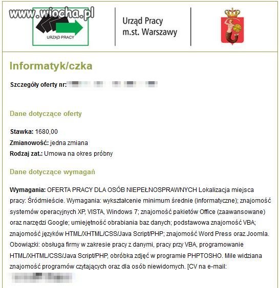 Urząd Pracy Wawa raczy sobie żartować