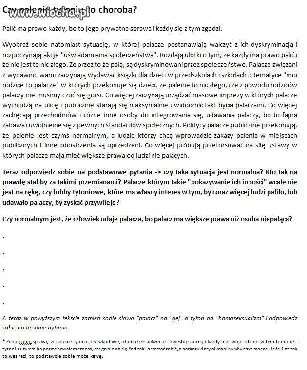 Ważne pytanie, nie związane z paleniem.