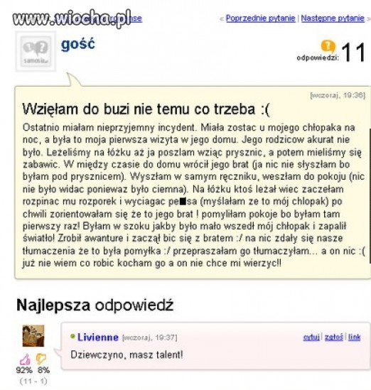 Nie wzieła temu co trzeba