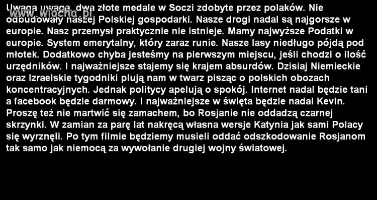 Gratuluje medali, ale..