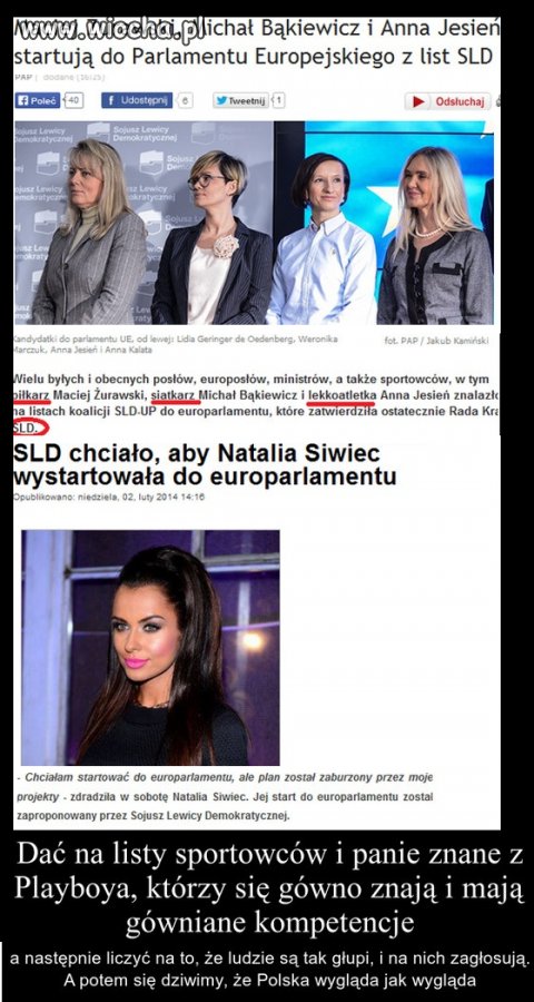 Dać na listy sportowców i panie znane z Playboya
