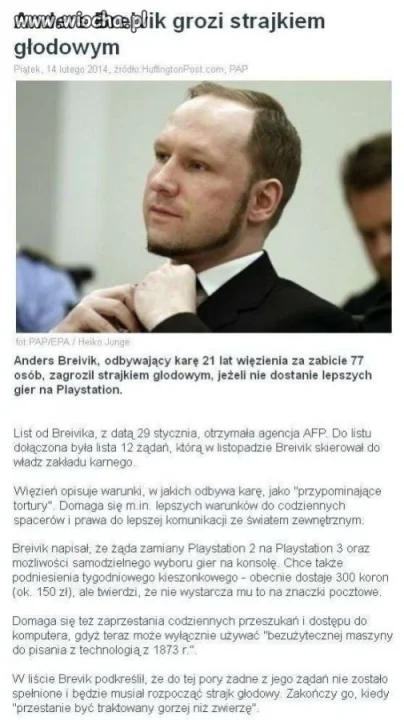 Strajk głodowy Breivika