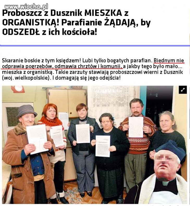 Lubi tylko bogatych parafian 