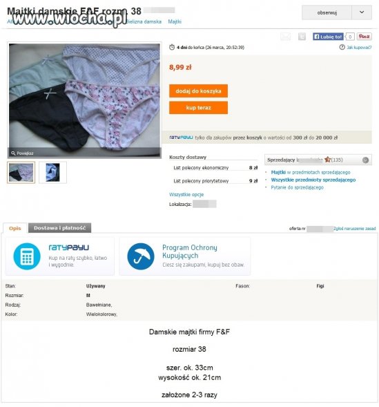 Majtki używane...co za idiota to wystawia
