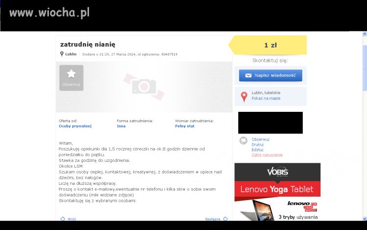 Poszukuję niani "stawka do uzgodnienia"