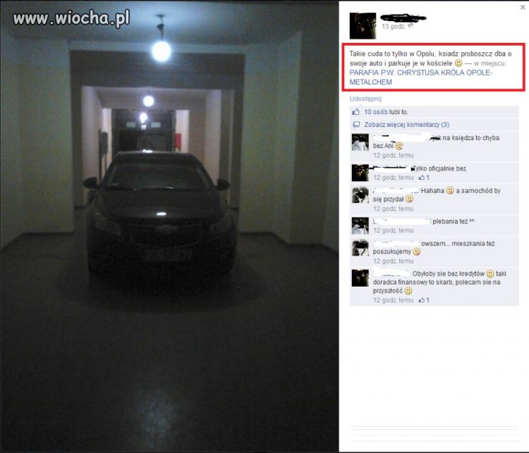 Ksiądz w Opolu parkuje auto w kościele...