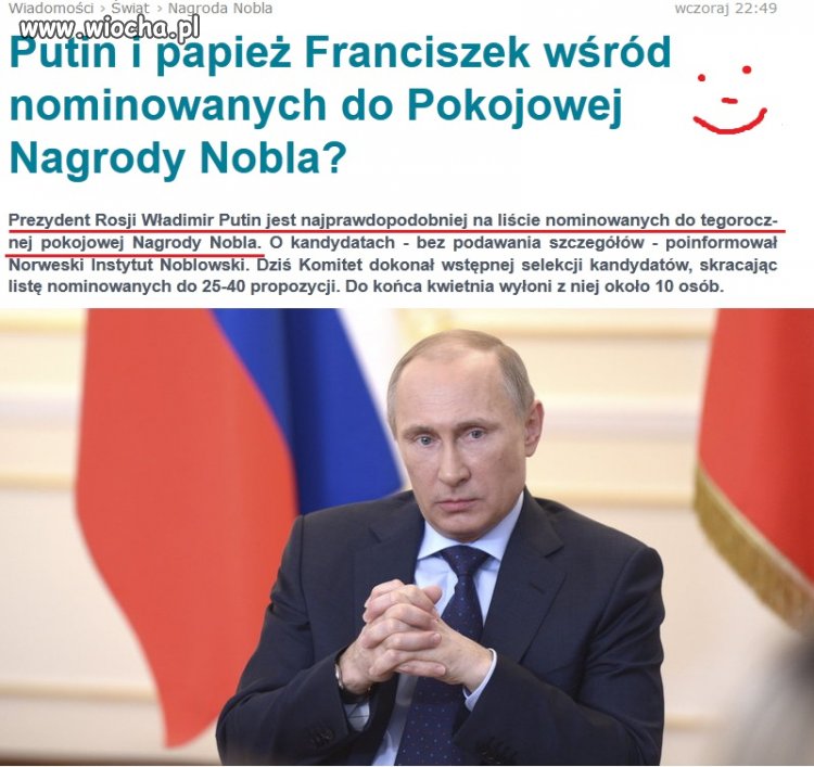 Wladimir Putin z Pokojowym Noblem?