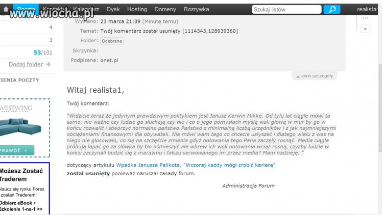 Onet kasuje pozytywne komentarze