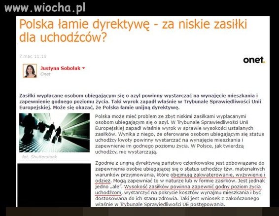 Za niskie zasiłki dla uchodźców