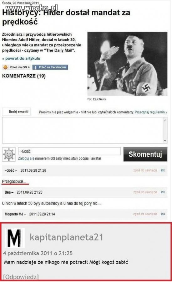 Hitler dostał mandat za prędkość