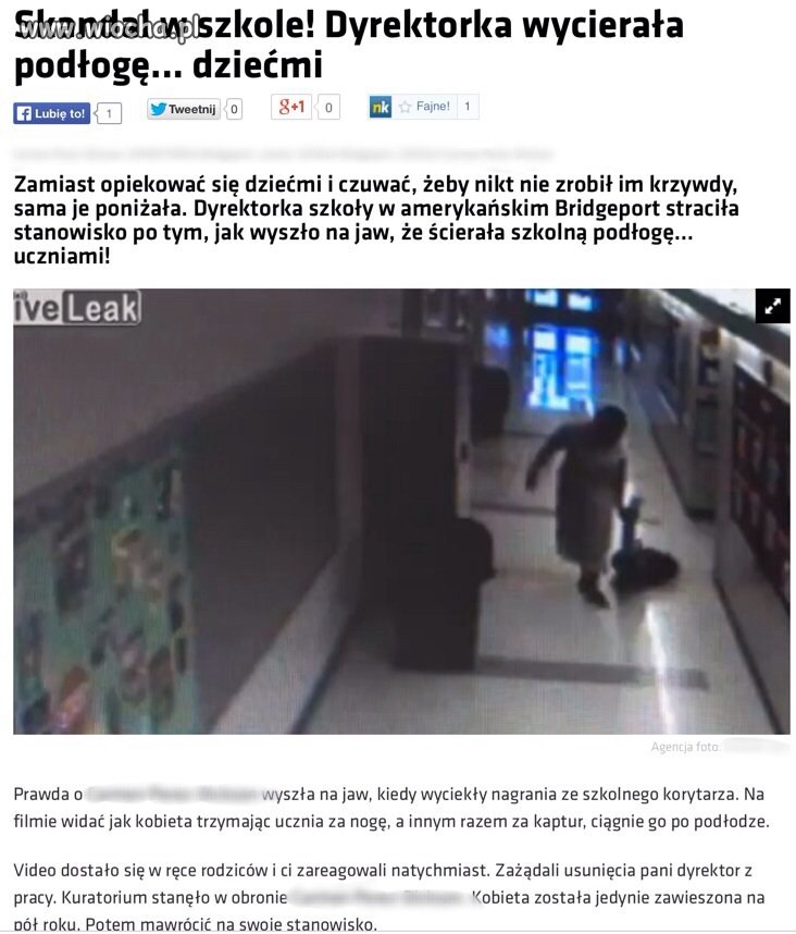 Dyrektorka wycierała podłogę dziećmi