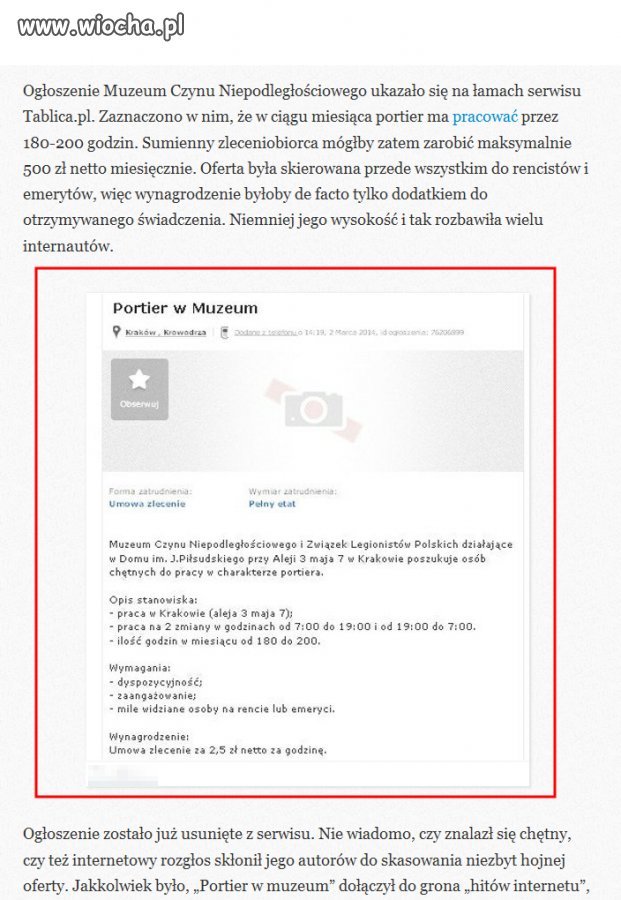 Pilnie zatrudnię Portiera w Muzeum!