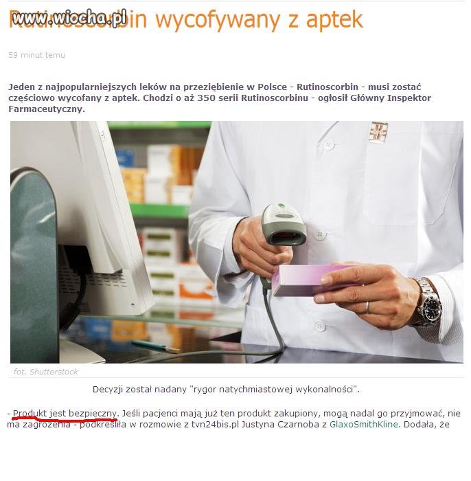 Wycofany z natychmiastową wykolnalnością 