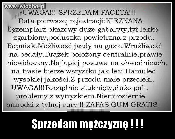 Sprzedam mężczyznę