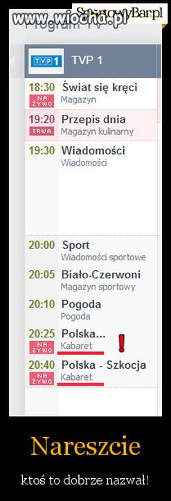 Program TVP1  Polska-Szkocja Kabaret