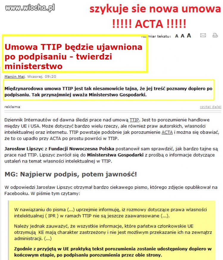 Nowa umowa OGRANICZAJĄCA WOLNOŚĆ W SIECI !!!