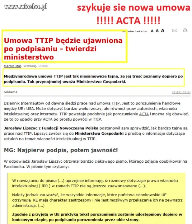 Nowa umowa OGRANICZAJĄCA WOLNOŚĆ W SIECI !!!