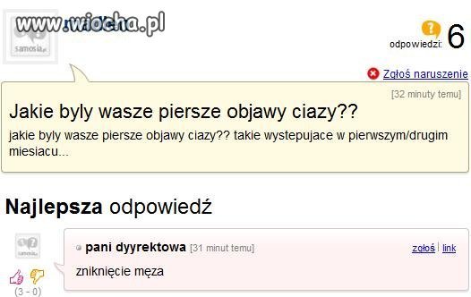 Pytanie o Pierwsze objawy Ciąży