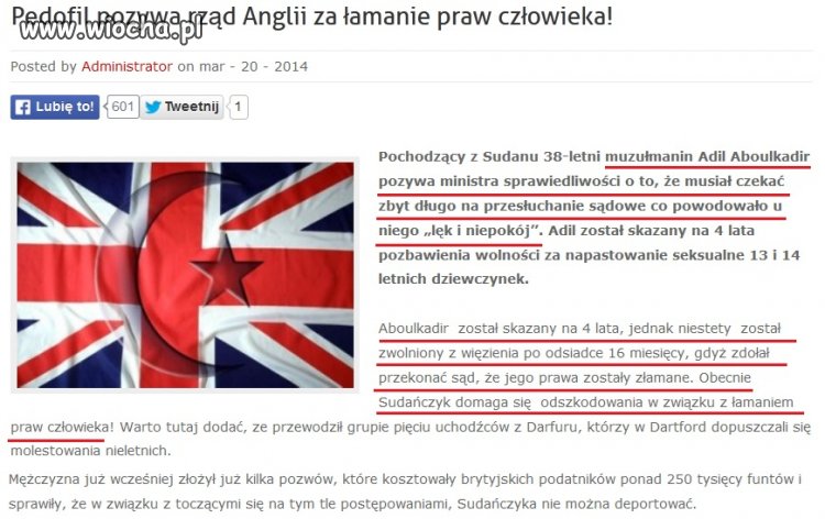 Pedofil pozywa ministra sprawiedliwości UK!