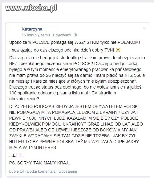 Dla Ukrainy pomoc a Polaków rząd ma w dupie!