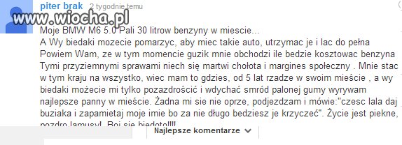 Lans na hajs, i bmw. Pogratulować intelektu.