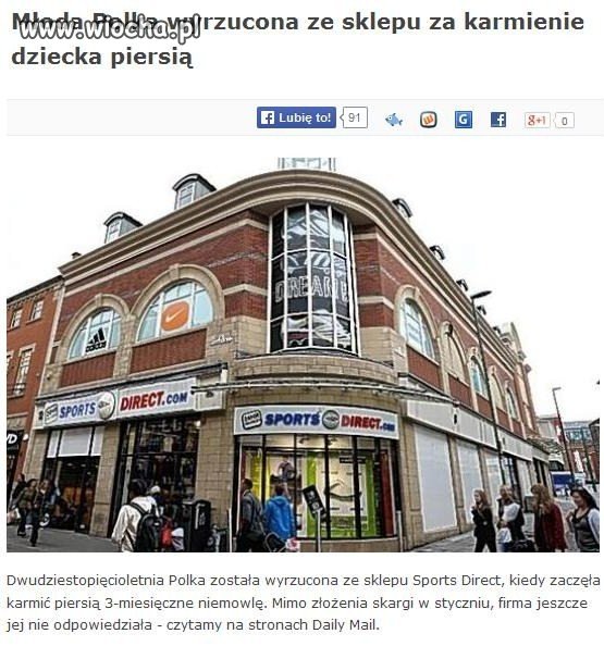 "Polityka tego sklepu"zabrania karmienia piersią