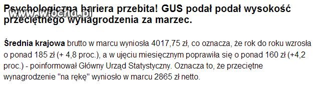 Średnia krajowa w Polsce...