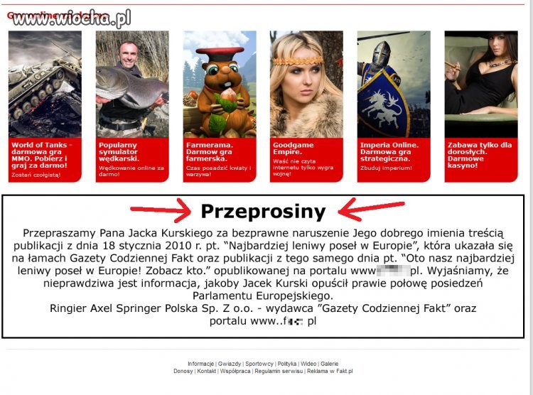 Znalezione na samym dole strony Faktu