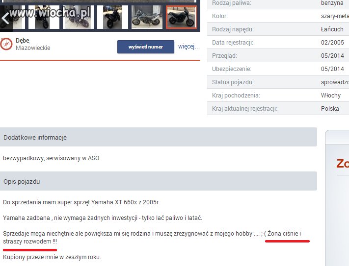 Sprzedaję niechętnie, bo żona straszy