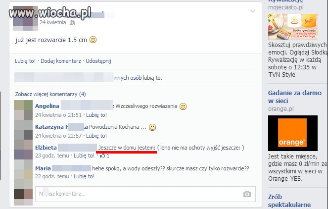 PORÓD NA FACEBOOKU! ROZWARCIE 1,5 cm!